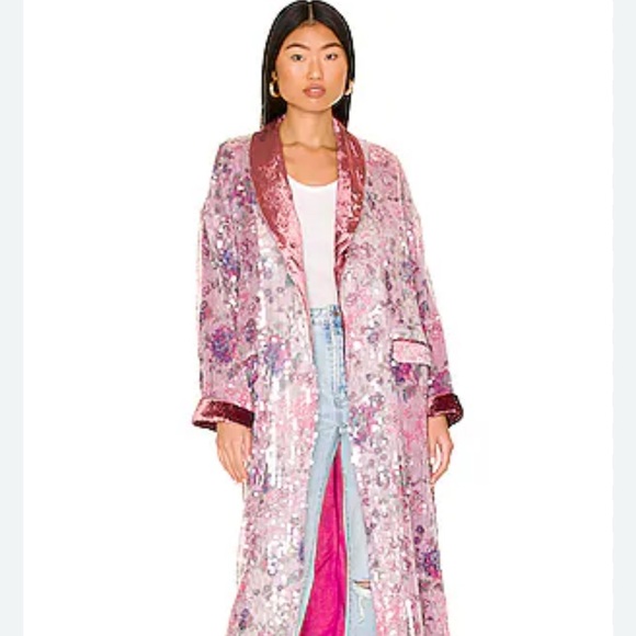 Free People Kealey Sequin Kimono Duster in Pink Combo Size XL Brand New - Picture 16 of 17